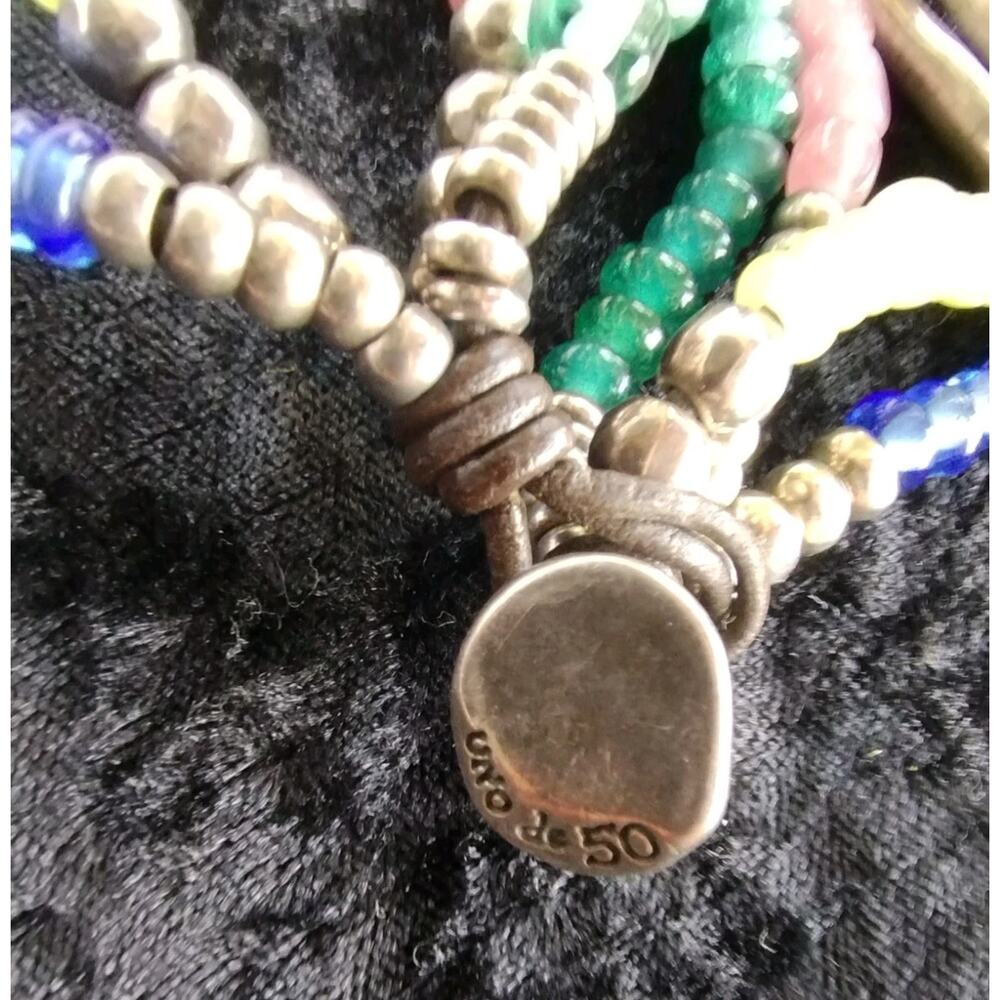 Uno De 50 Silver Plate & Glass Bead 'Como Una Ola' Ride The Wave Bracelet - Picture 4 of 9